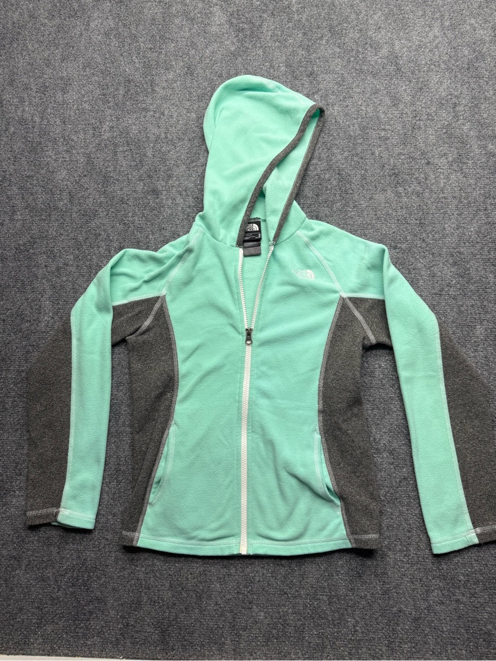 The North Face Girls Medium 10/12 Mint Green Hooded Fleece Jacket